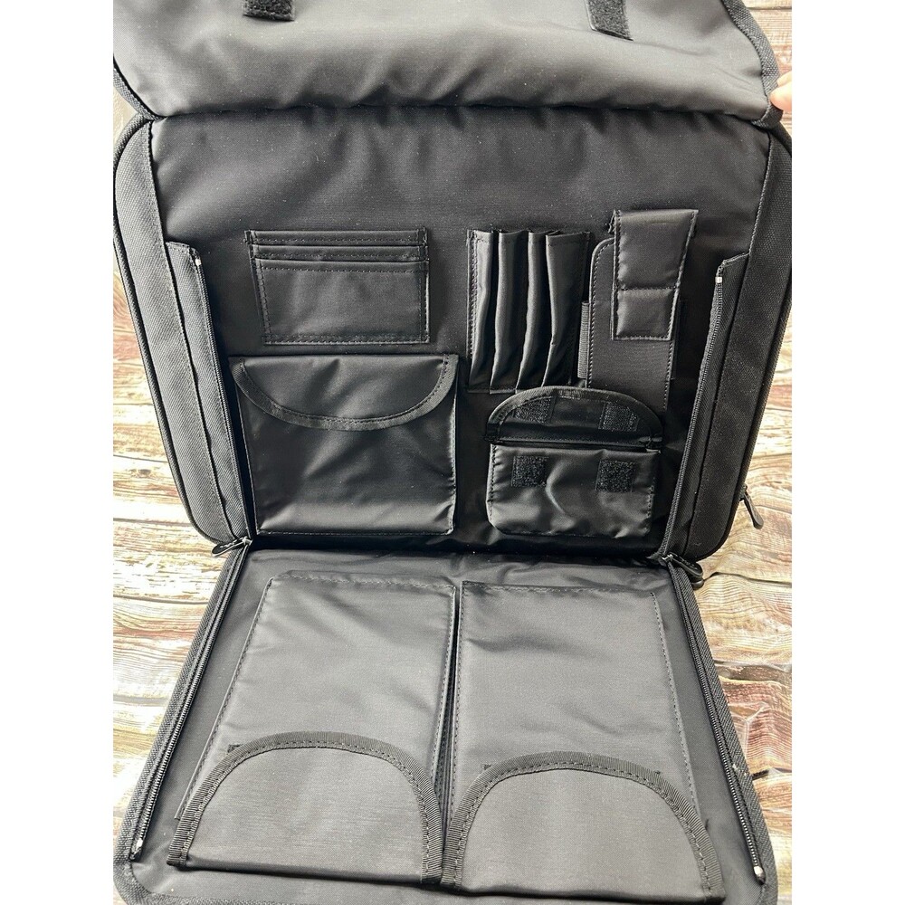 Dell Classic 15" Laptop Briefcase Canvas Black Heavy Duty Pockets Zippers - Picture 3 of 6